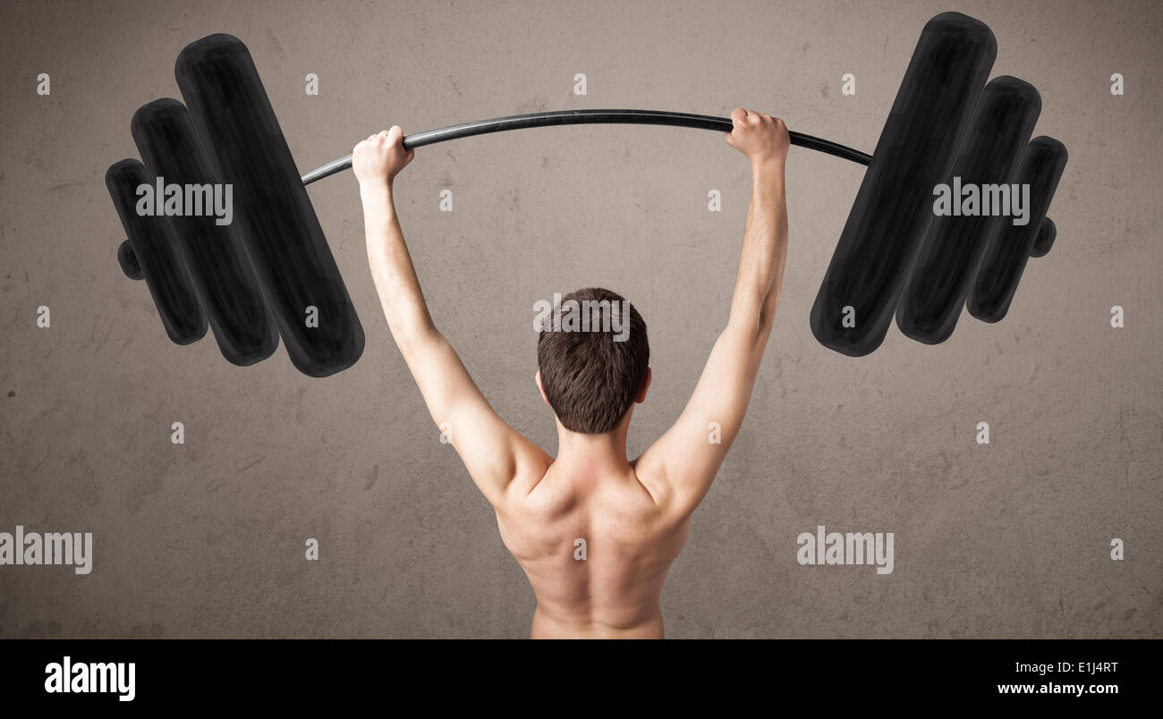Funny skinny guy lifting weights Stock Photo Alamy