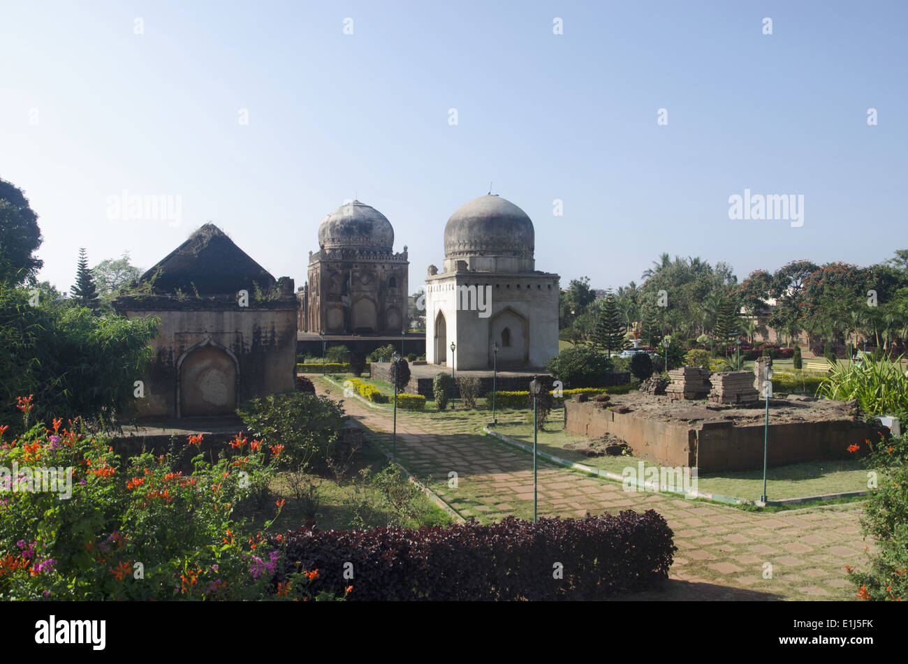 A view of a tombs located at the Barid Shahi Garden, Bidar, Karnataka, India Stock Photo