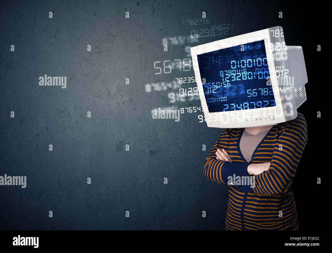 Human cyber monitor pc calculating computer data concept Stock Photo ...