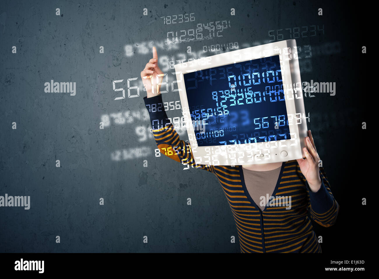 Human cyber monitor pc calculating computer data concept Stock Photo ...