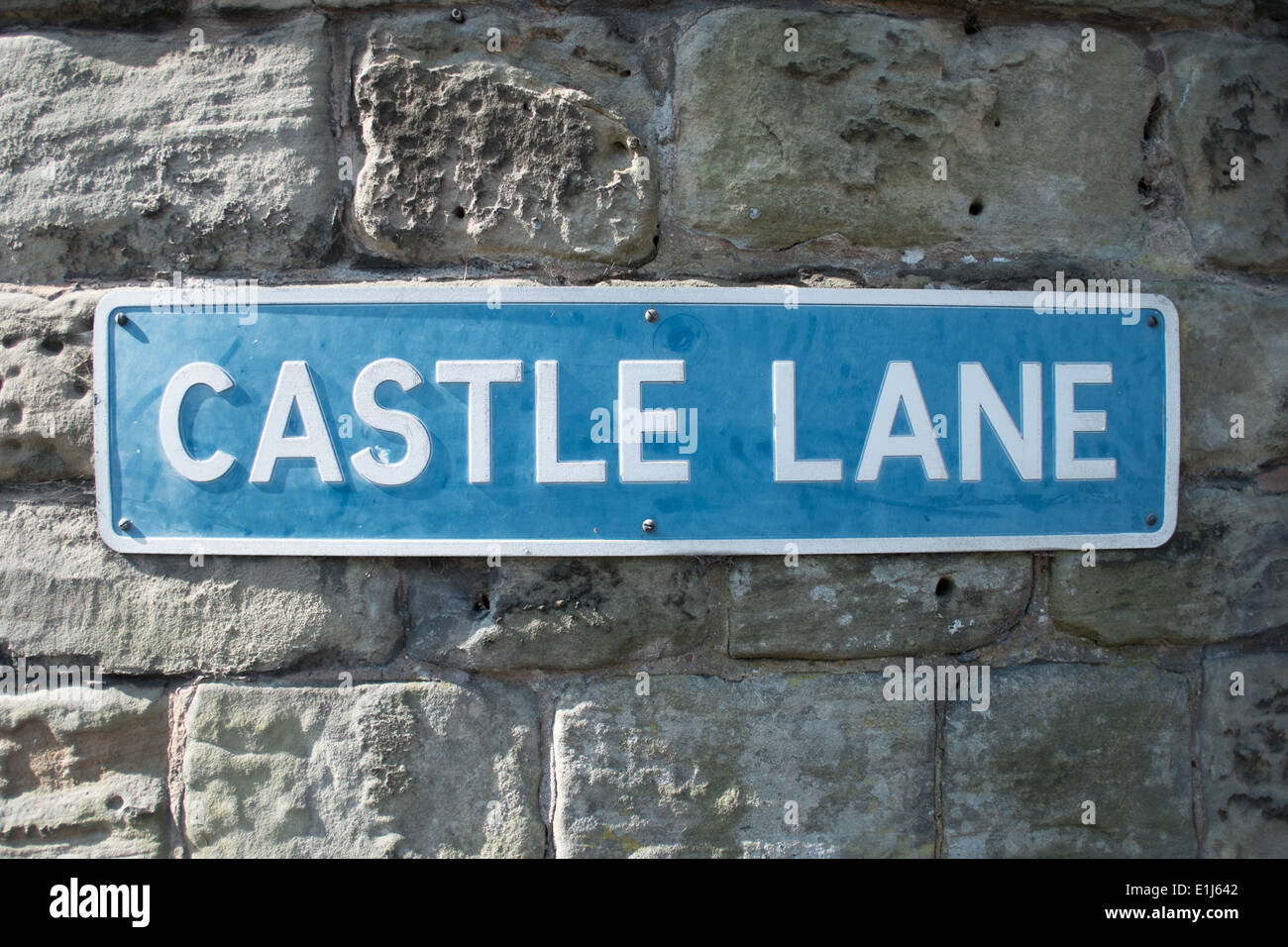 Castle Lane street sign Stock Photo