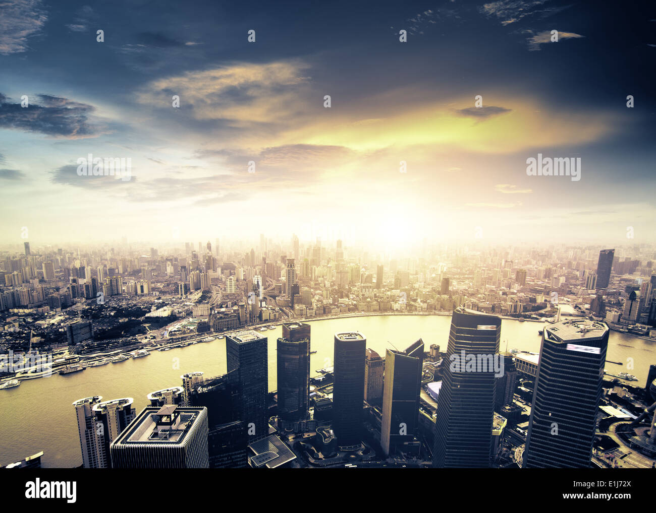 aerial view of shanghai at night from jinmao building Stock Photo - Alamy