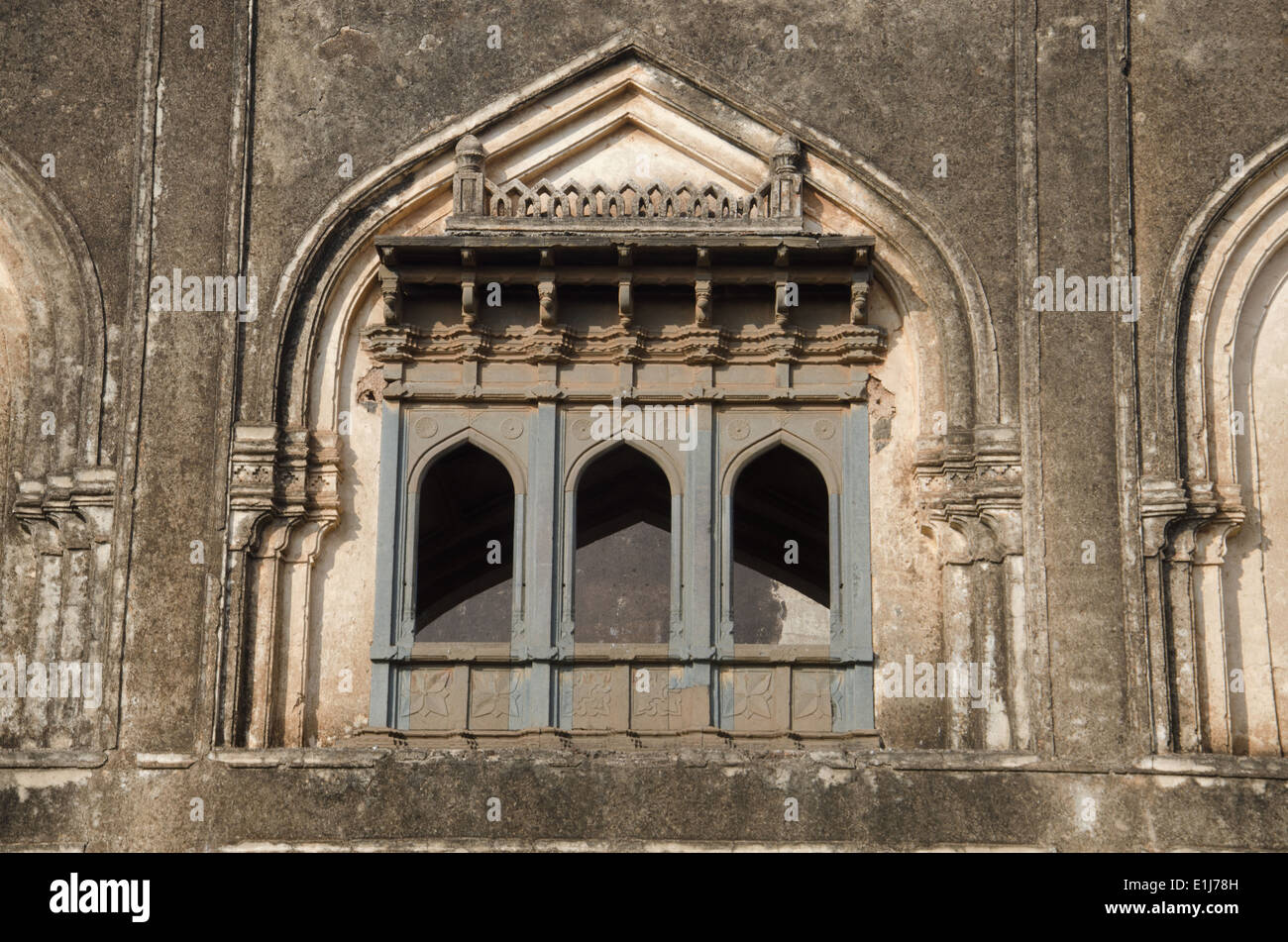 Beautiful Chajja (window) of the entarnce to Tomb of Ali Barid Shah, Bidar, Karnataka, India Stock Photo