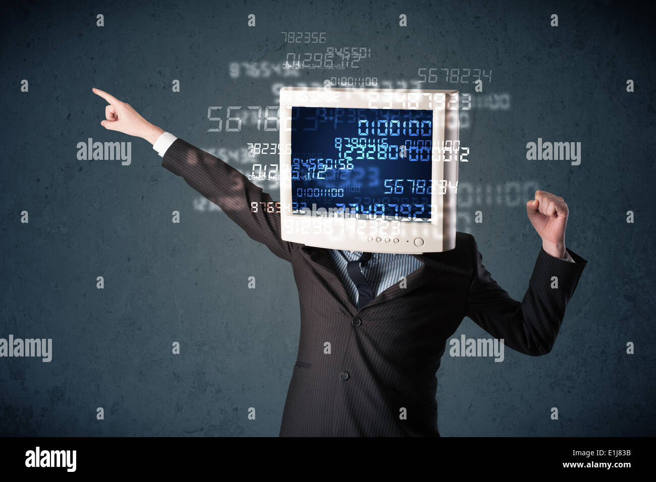 Human cyber monitor pc calculating computer data concept Stock Photo ...