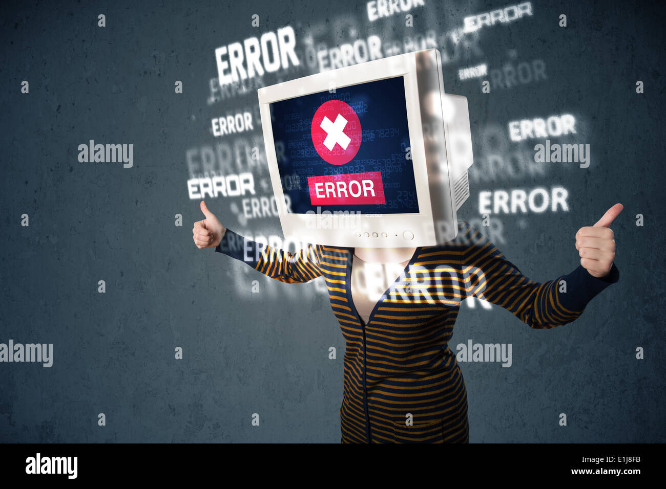 Female monitor head error hi-res stock photography and images - Alamy