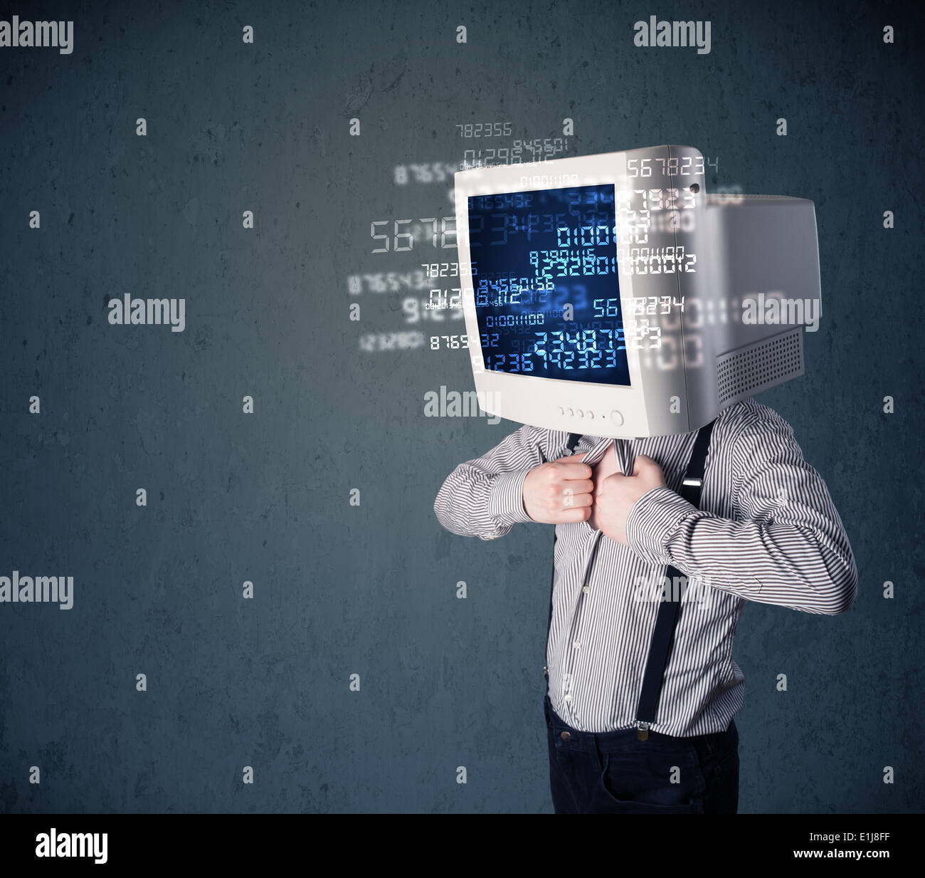 Human cyber monitor pc calculating computer data concept Stock Photo ...