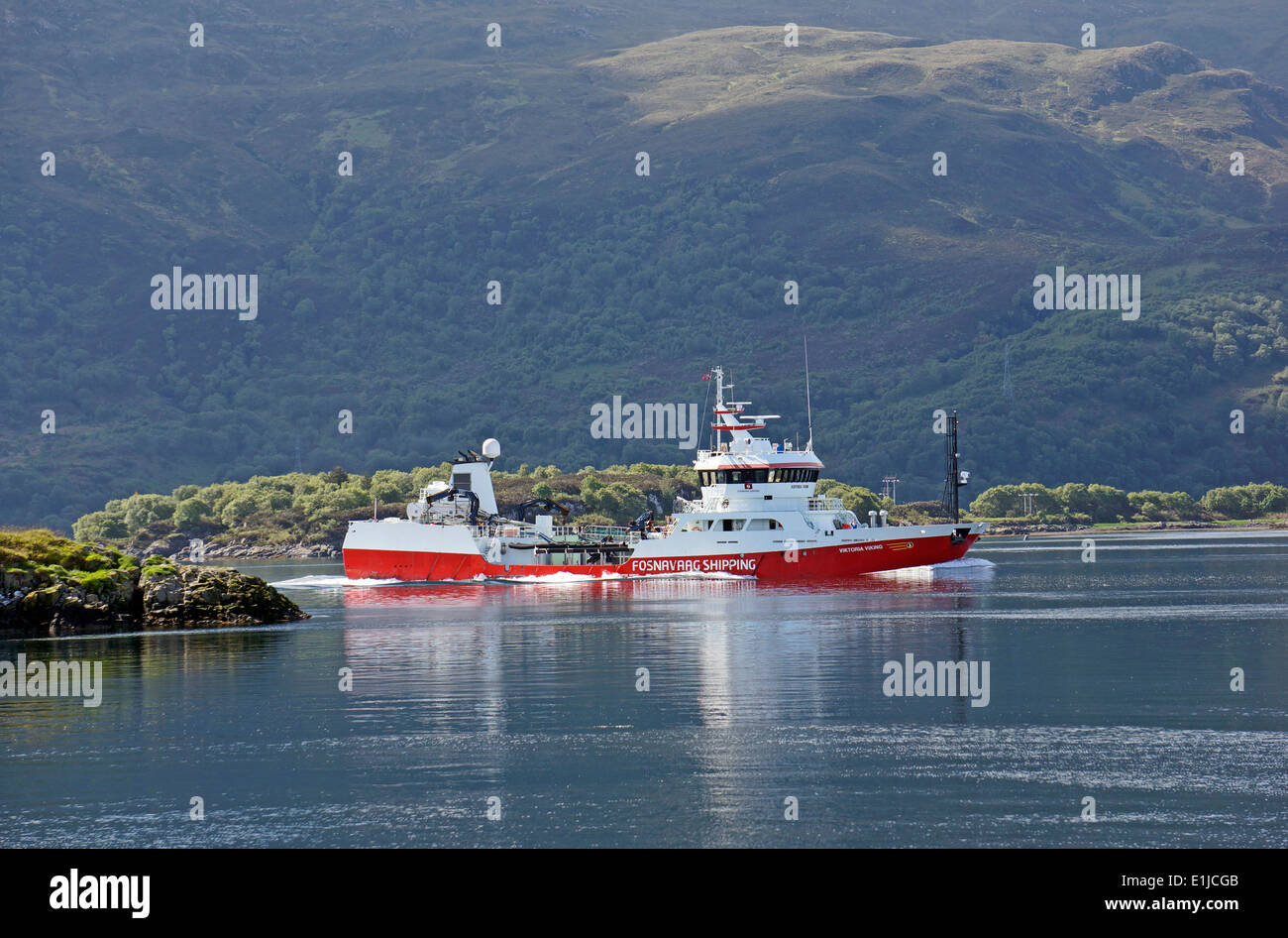 Fosnavaag Shipping fish carrier Victoria Viking heading towards the Skye Bridge in Loch Alsh near Kyleakin Highland Scotland Stock Photo
