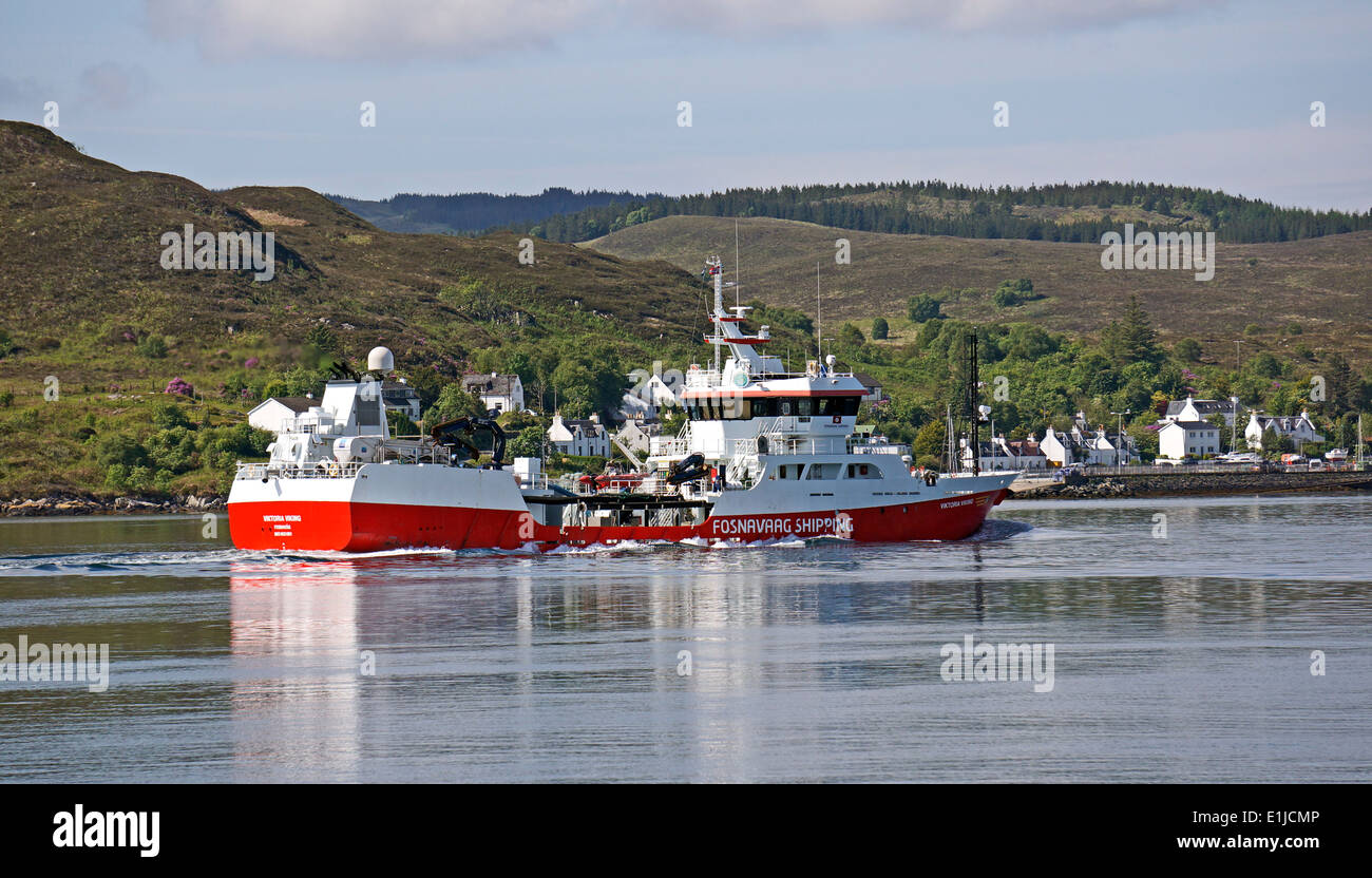Fosnavaag Shipping fish carrier Victoria Viking heading past Kyleakin towards the Skye Bridge from Loch Alsh Highland Scotland Stock Photo