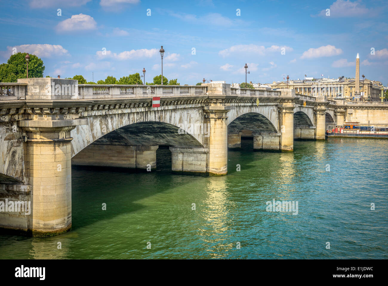View of Pont de la concorde and Place de la Concorde in Paris, France Stock Photo