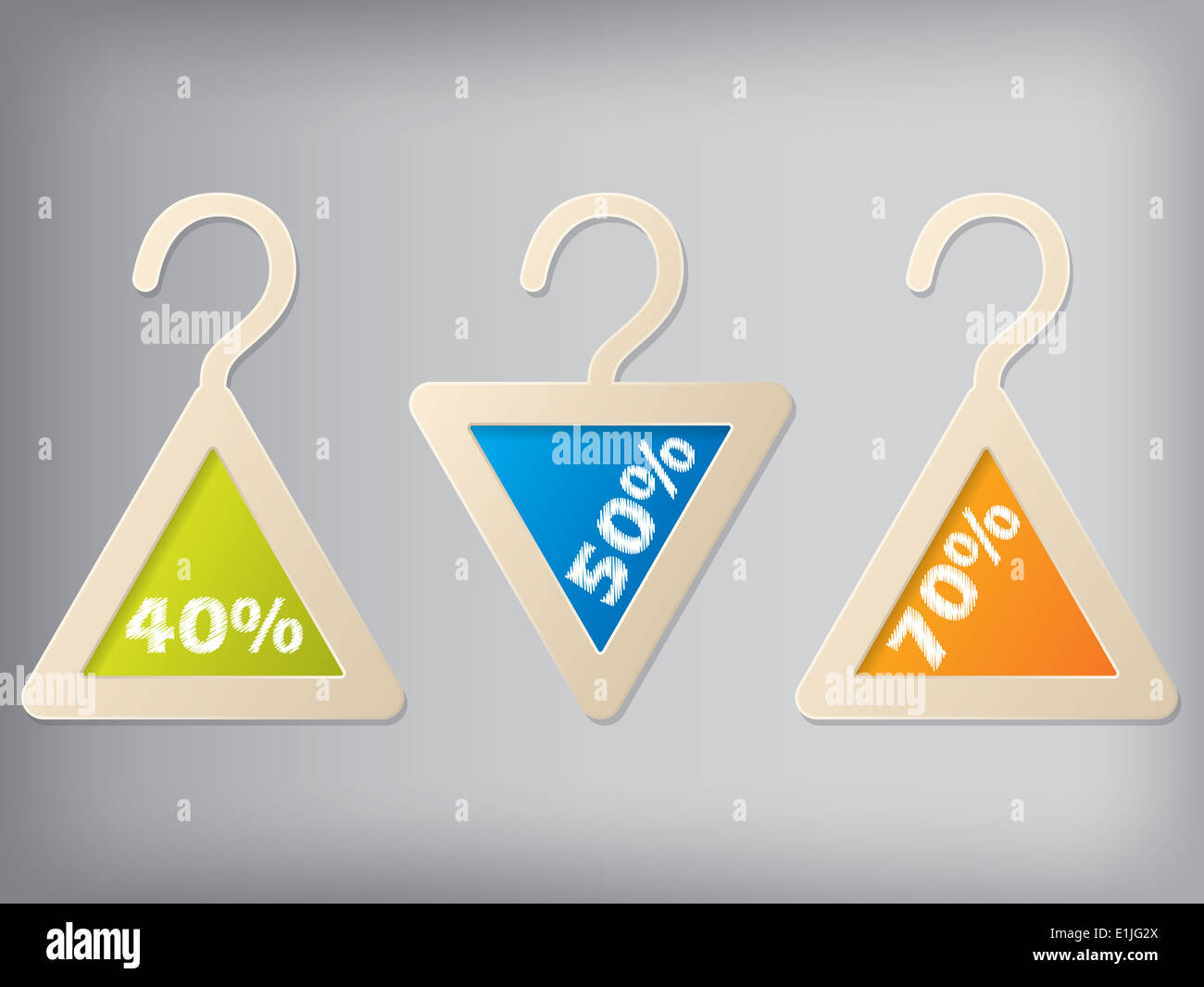 Cloth hanger style label set of 3 with triangle shape and scribbled