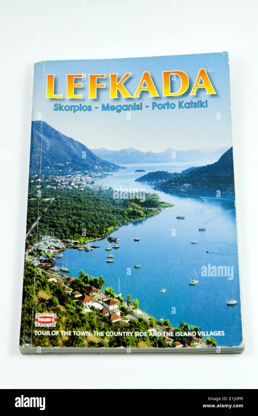 Travel guide book to Lefkada, Ionian Islands, Greece. Stock Photo