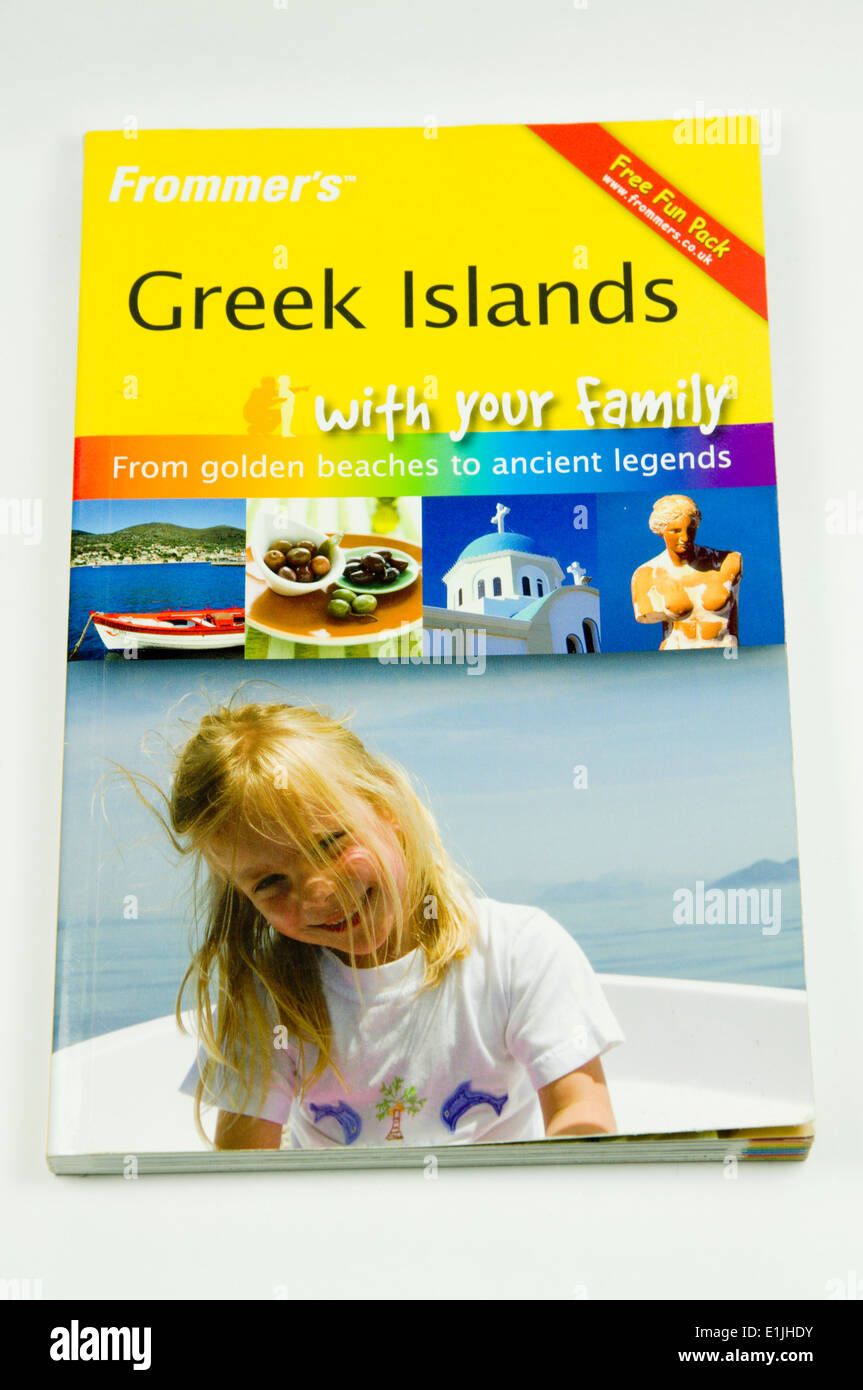 Travel Guide to the Greek Islands with children. Stock Photo