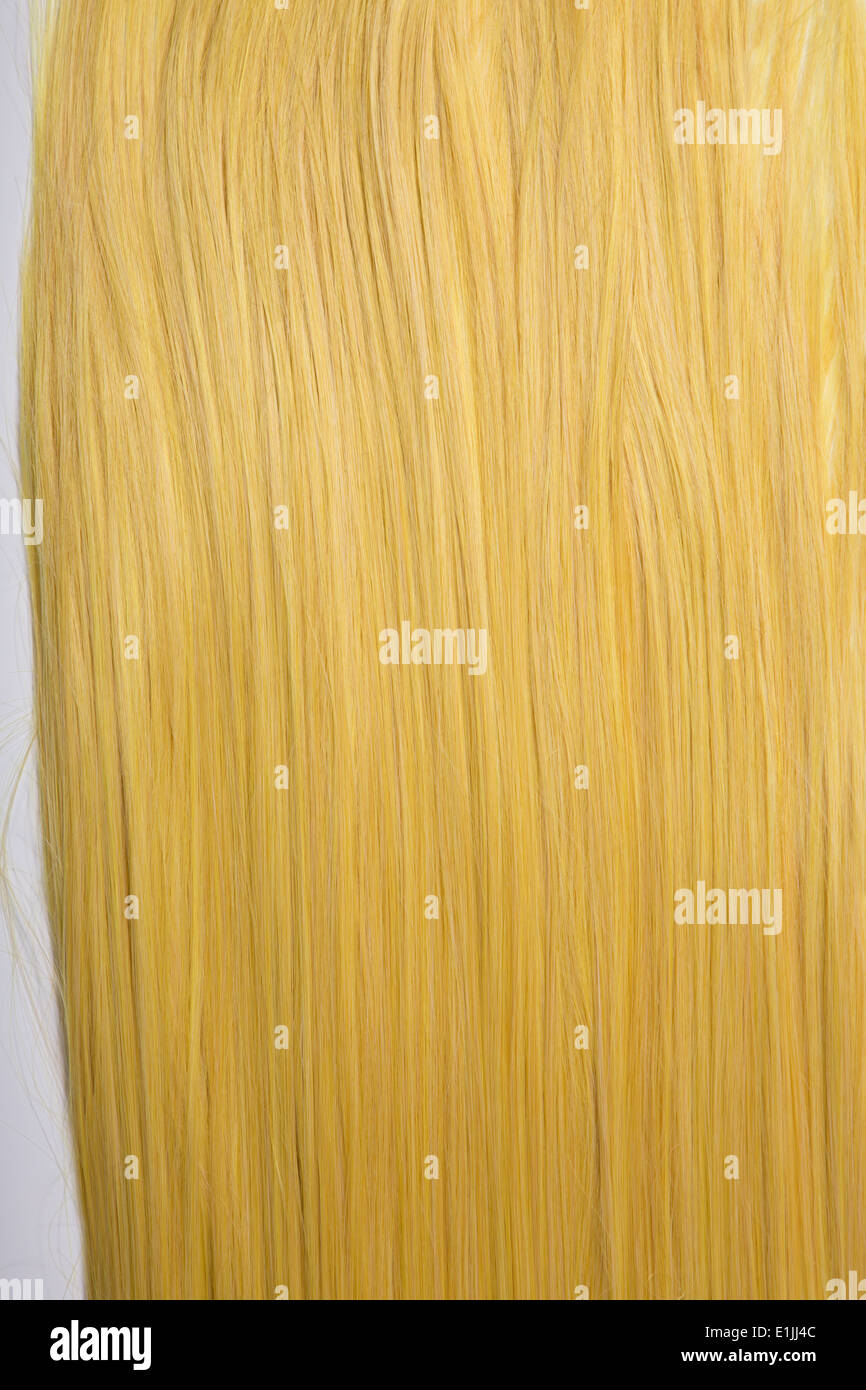 Texture of long golden blond hair, soft focus Stock Photo