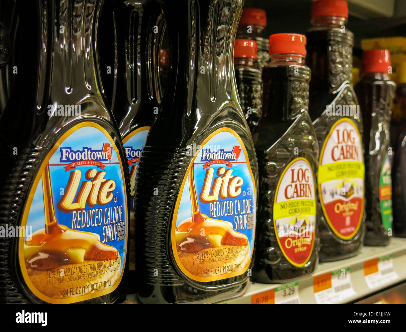Syrup Bottles, D'Agostino Grocery Store, NYC, USA Stock Photo Alamy