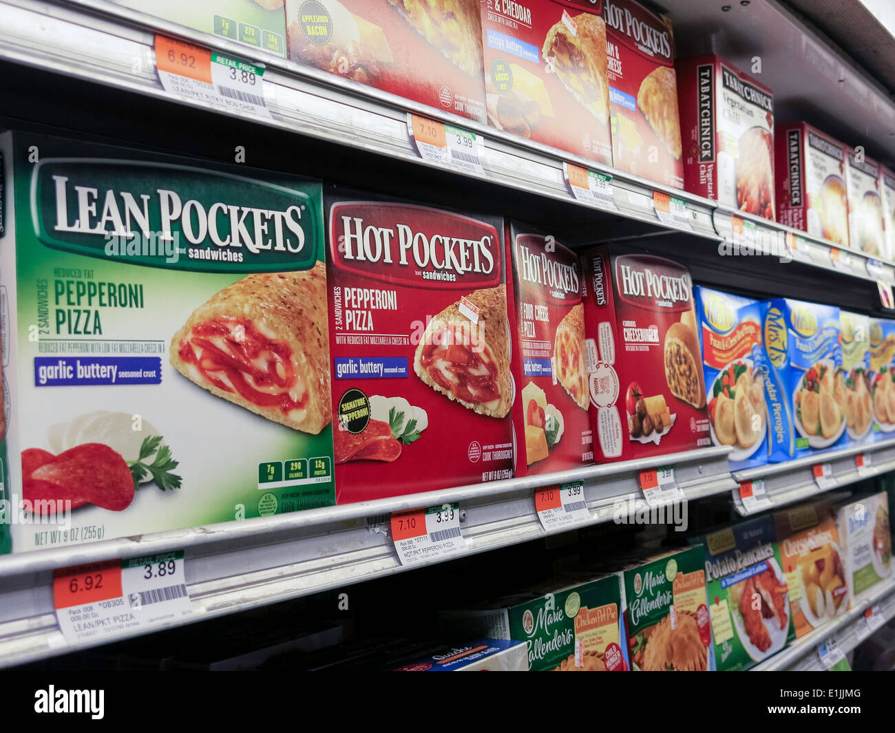 Frozen Food  Shelves, D'Agostino Grocery Store, NYC, USA Stock Photo