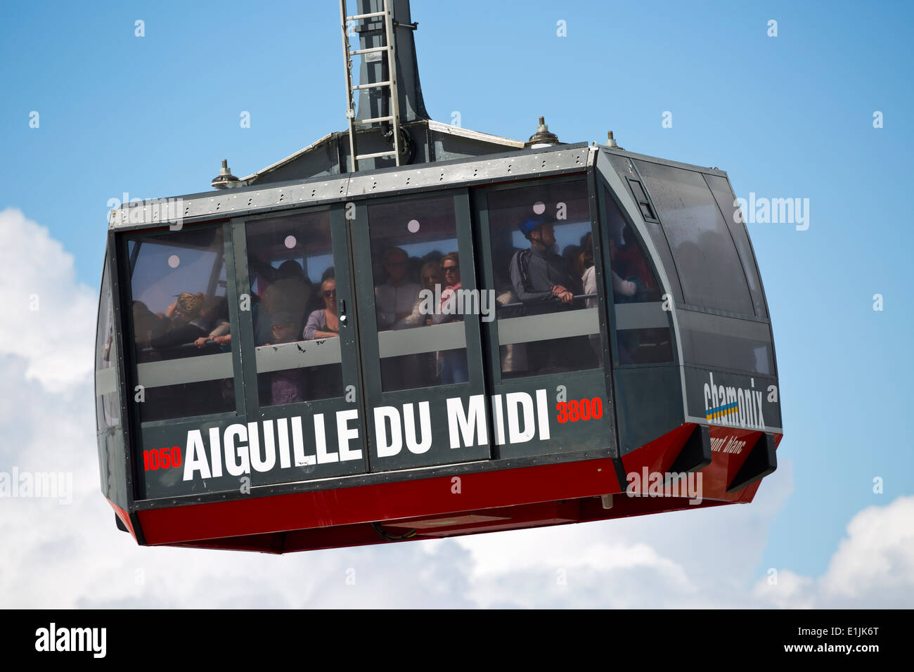 Gondola to the Aiguille du Midi in Chamonix, France Stock Photo