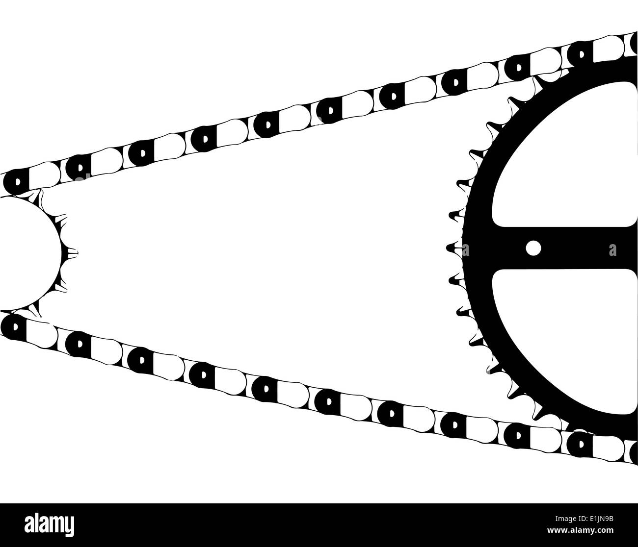 A typical bicycle chain and gears isolated on a white background Stock