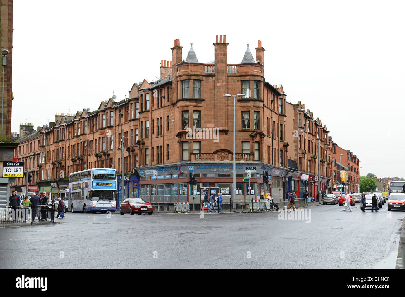 Parkhead Cross Glasgow, East End. Westmuir Street on the left and Tollcross Road on the right, Scotland, UK Stock Photo