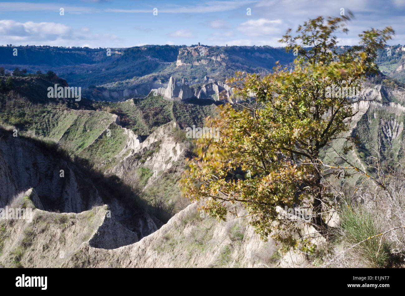 panoramic view of valley of the badlands, Bagnoregio (Lazio, Italy, Europe) Stock Photo