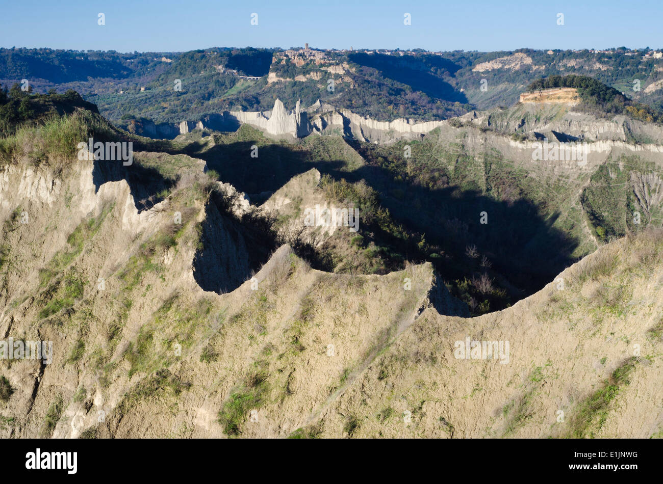 panoramic view of valley of the badlands, Bagnoregio (Lazio, Italy, Europe) Stock Photo