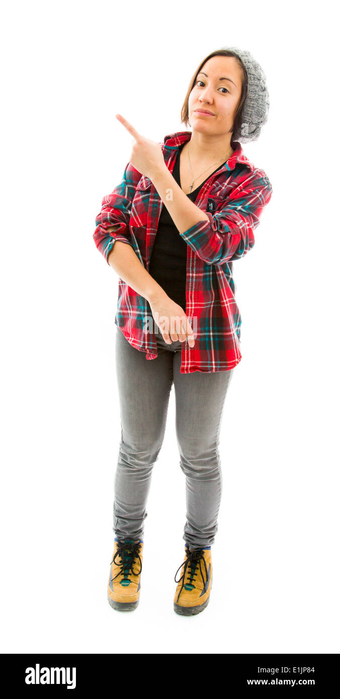 Young woman showing something Stock Photo