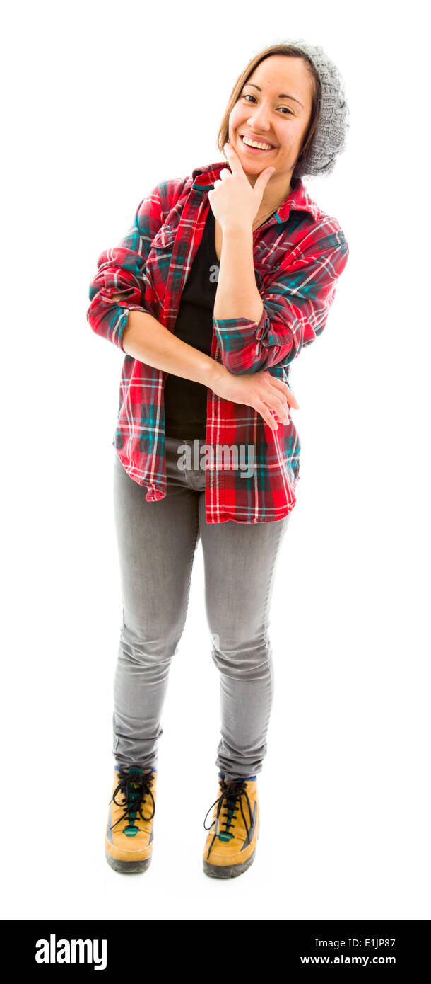 Young woman with her hand on her chin hi-res stock photography and ...