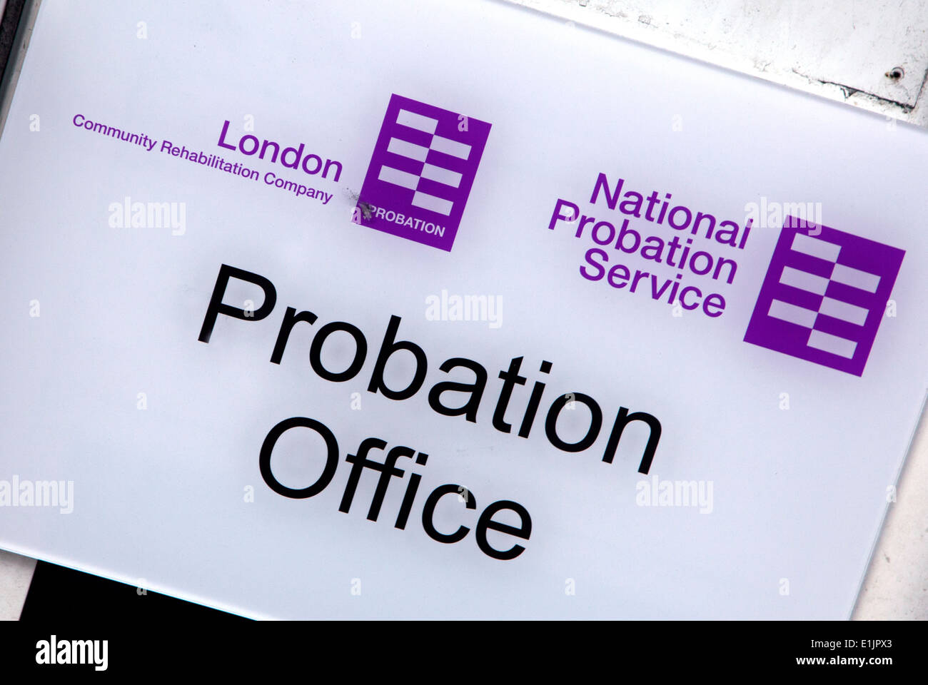 Sign on Probation Office in Bethnal Green, East London Stock Photo