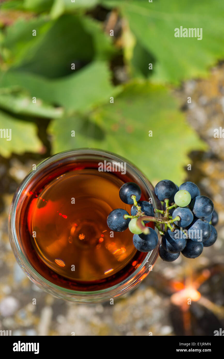 Rosé wine with fresh grapes Stock Photo Alamy