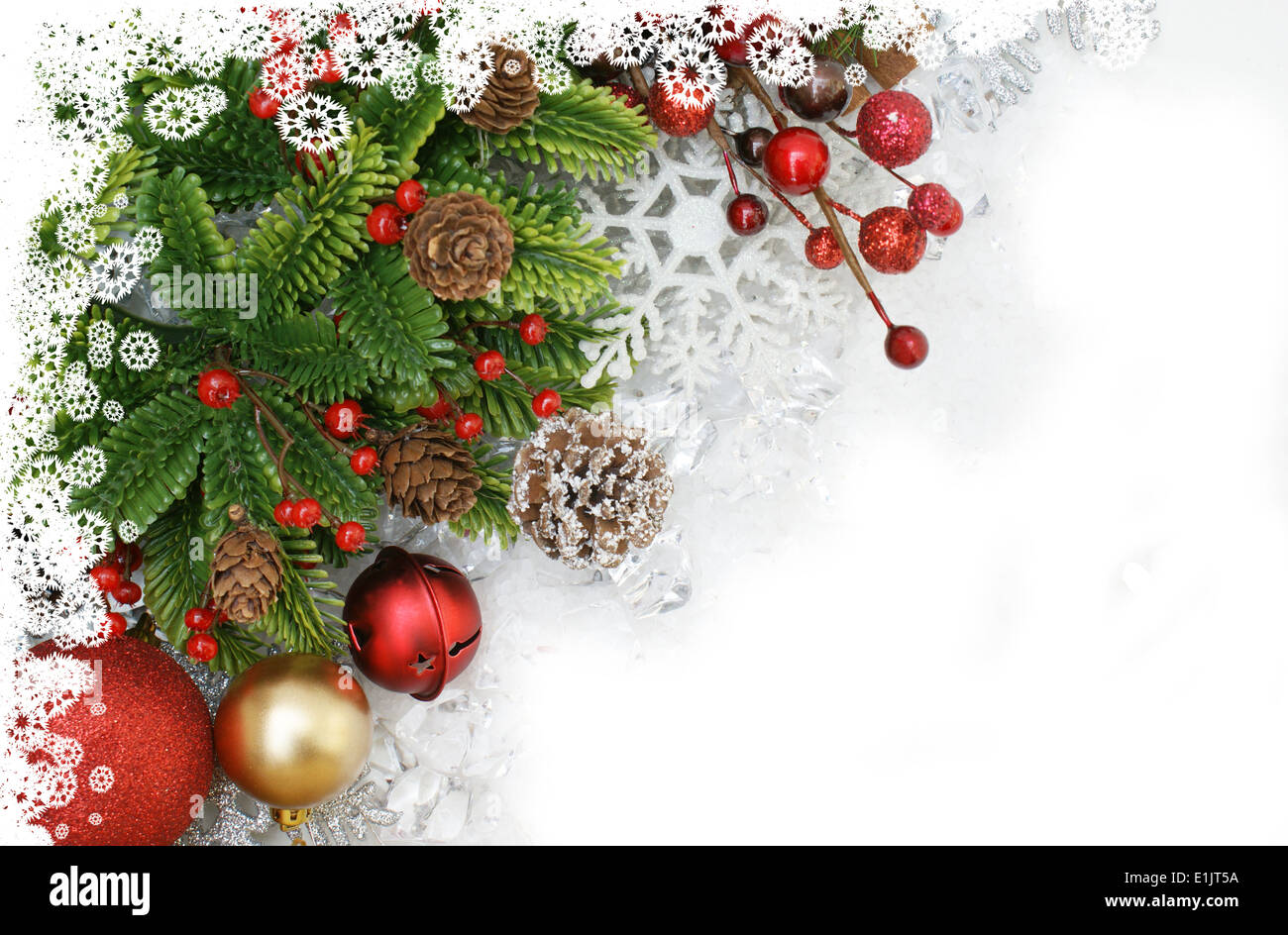 Decorative Christmas background with snowflake border Stock Photo - Alamy