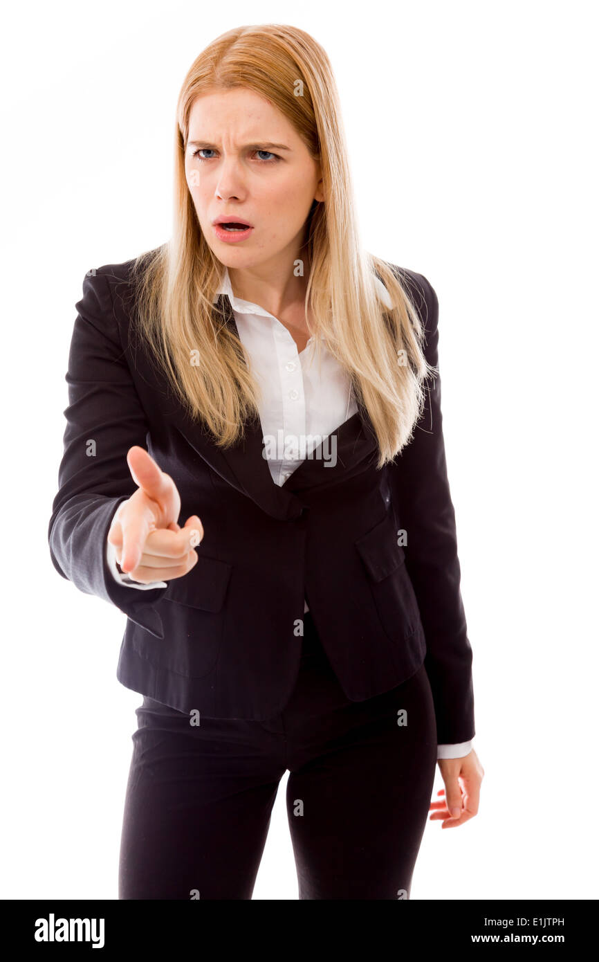 Businesswoman scolding somebody Stock Photo - Alamy