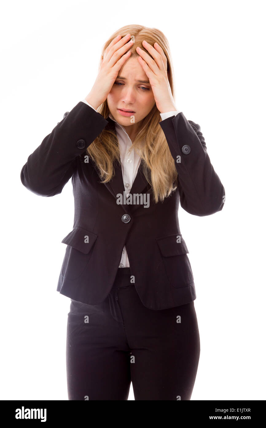 Crying woman head in hands hi-res stock photography and images - Alamy