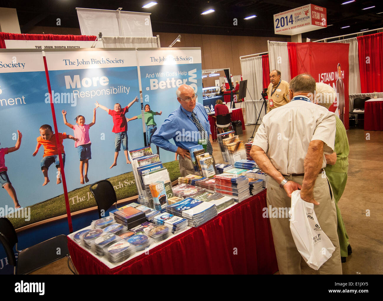 Ft, Worth, Texas, USA. 5th June 2014. Republican GOP party met with the motto 'Fight to Keep Texas Red.' Trade show for various candidates, but others like the ultra-conservative John Birch Society Stock Photo