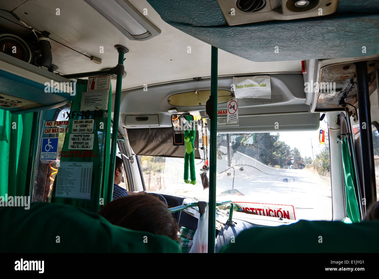 inside small local minibus bus service los pellines chile Stock Photo