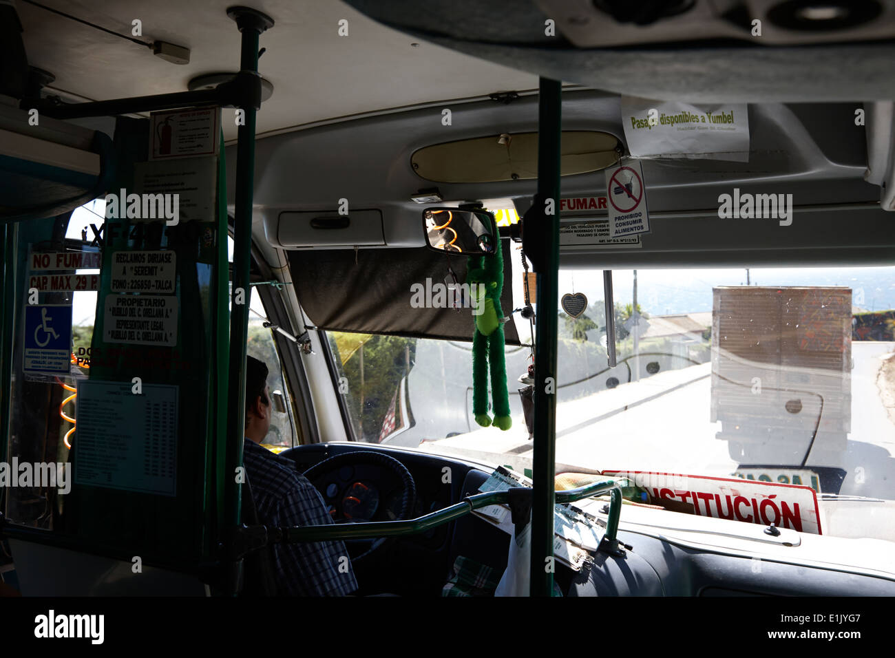 inside small local minibus bus service los pellines chile Stock Photo