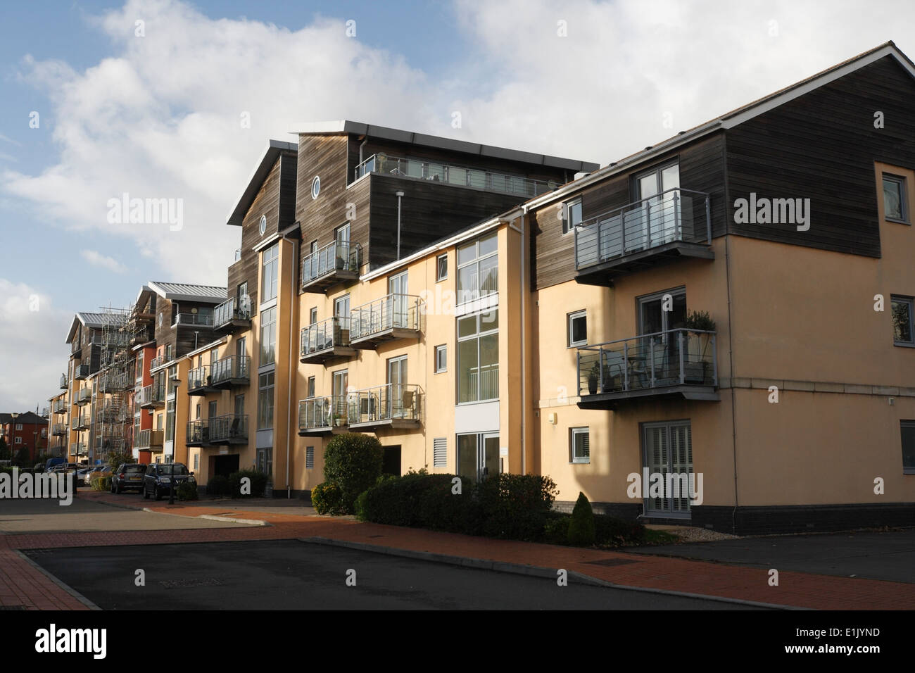 Modern Flats Apartments at Barry Docks Wales UK , waterfront dockland development Stock Photo