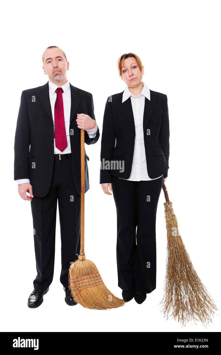 group of business people with brooms were dismissed Stock Photo