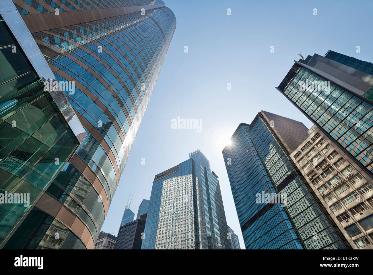 China, Hong Kong, skyscrapers in back light at downtown, Central Stock Photo