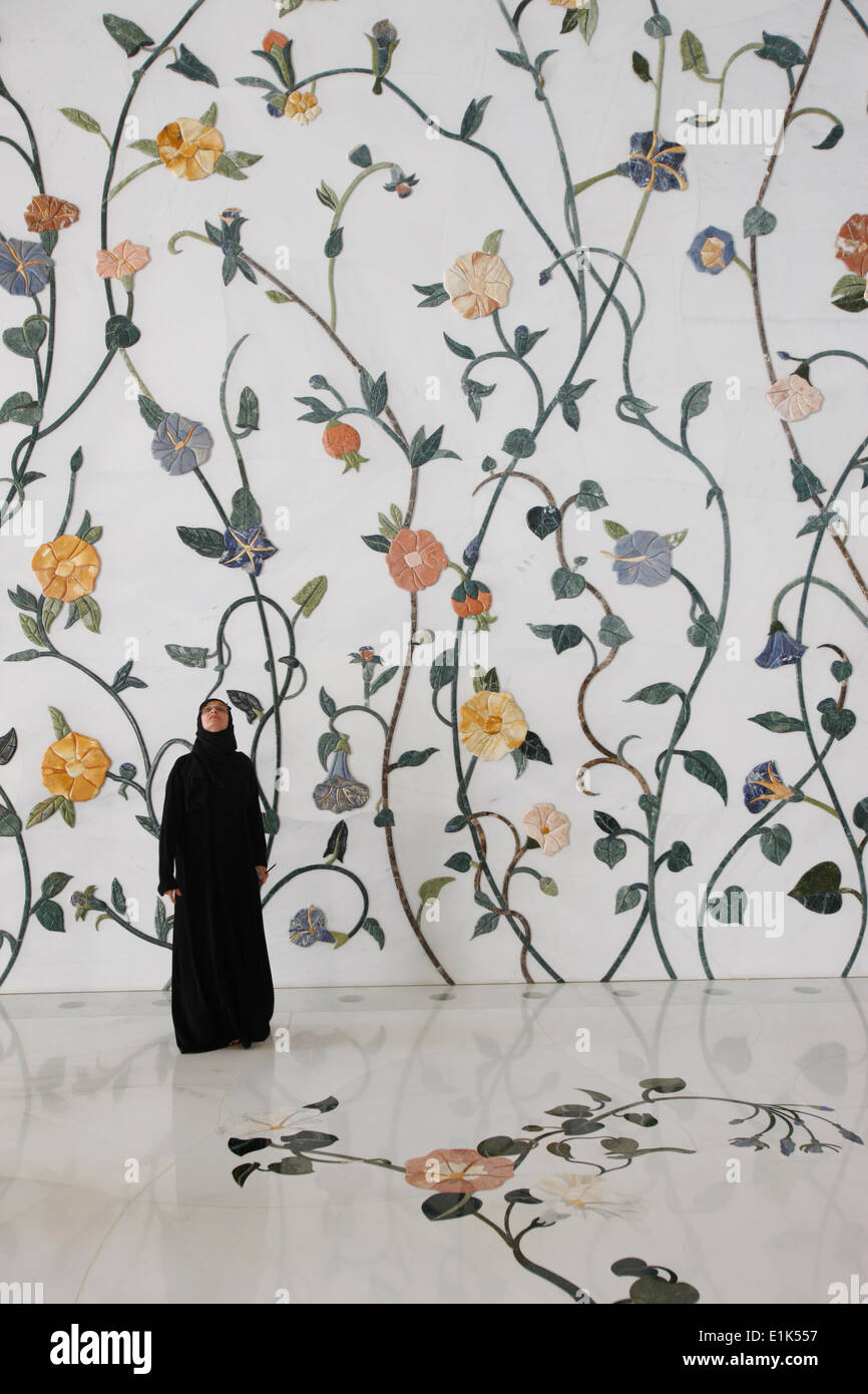 Sheikh Zayed Grand Mosque. Flowers pattern. Thousands of rare and semiprecious stones