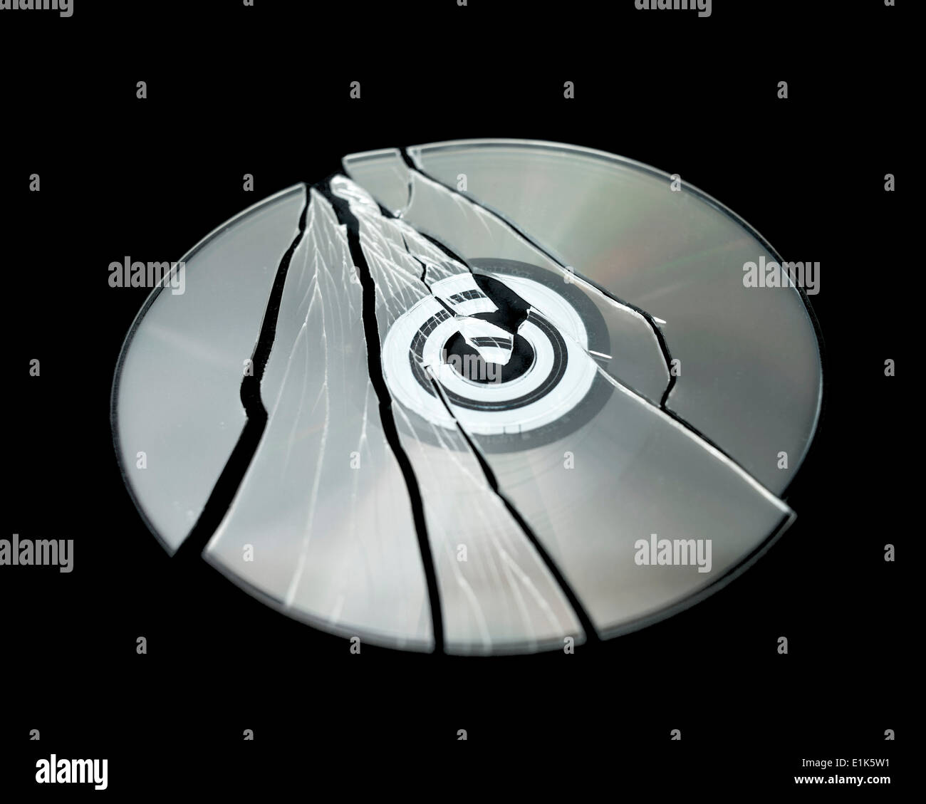 Shattered CD-Rom (Data loss memory loss) Stock Photo