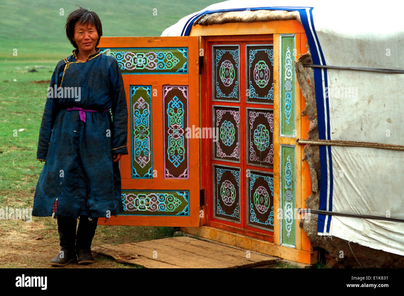 Woman outside her yurt in Northern Mongolia Stock Photo - Alamy