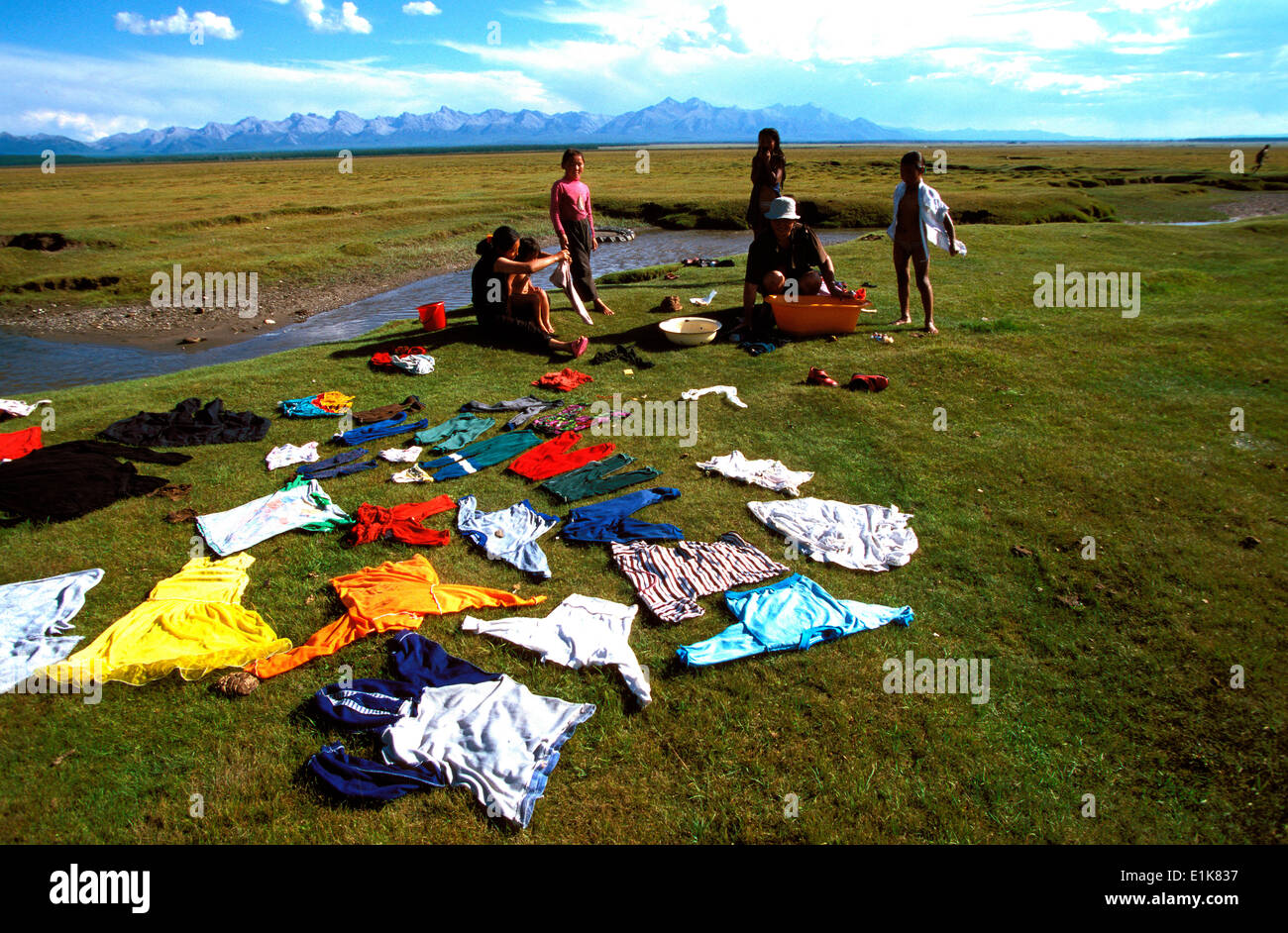Laundry in Northern Mongolia Stock Photo Alamy
