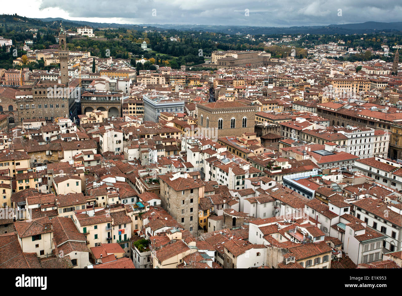 View of Florence from the Dome of Filippo Brunelleschi Stock Photo