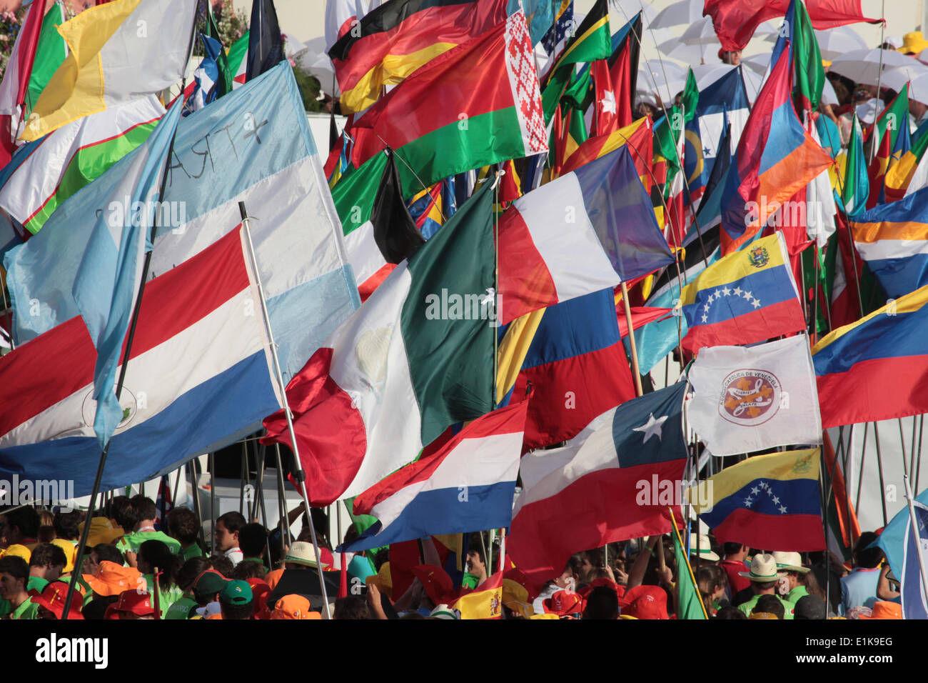 Flag display at World Youth Day Stock Photo Alamy