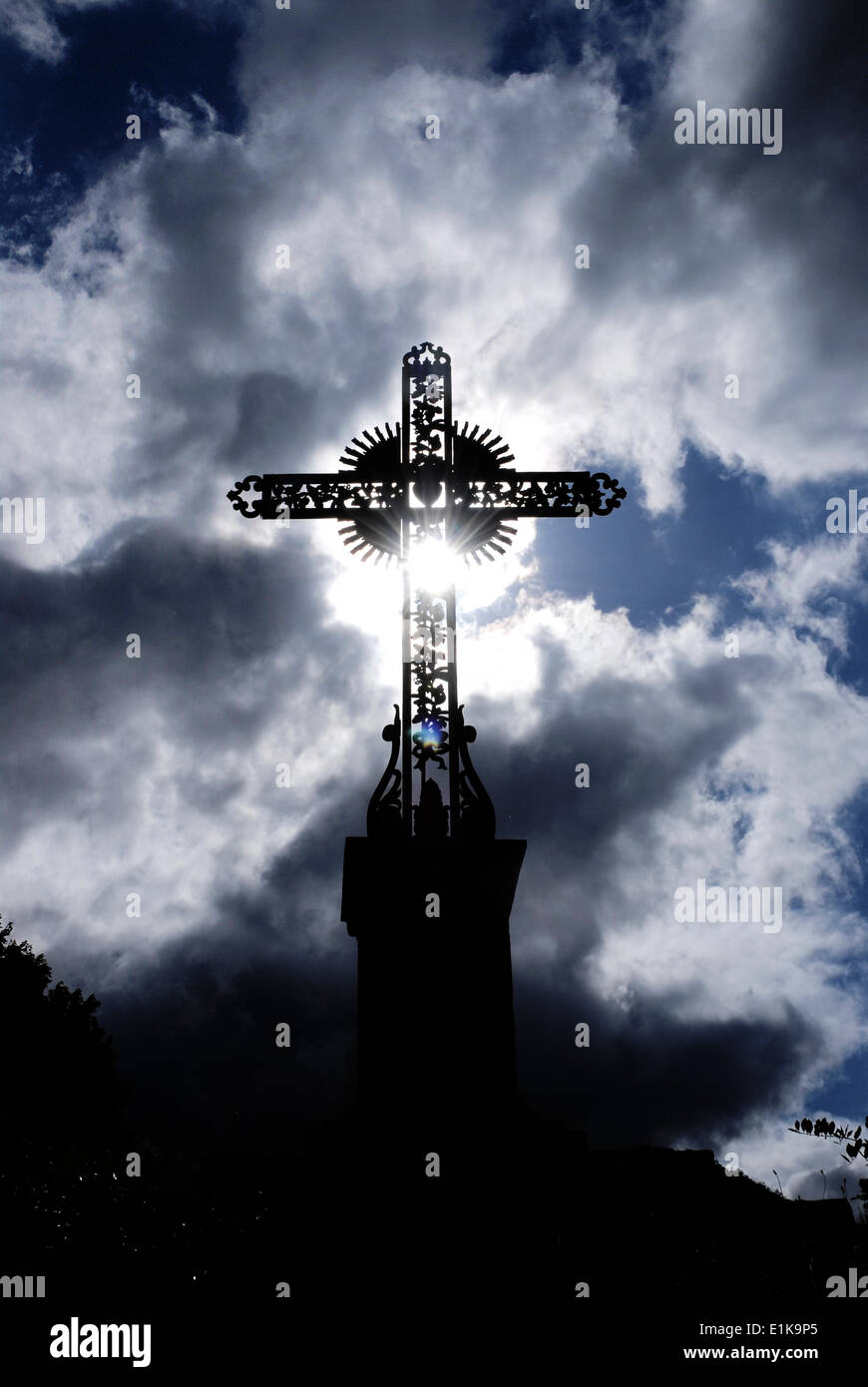 Backlit cross Stock Photo