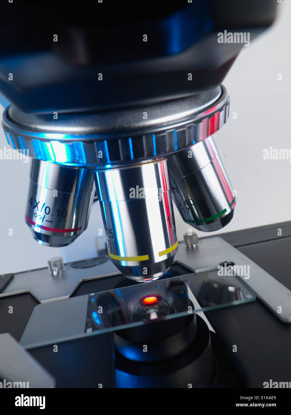 Microscope slide on microscope Stock Photo Alamy