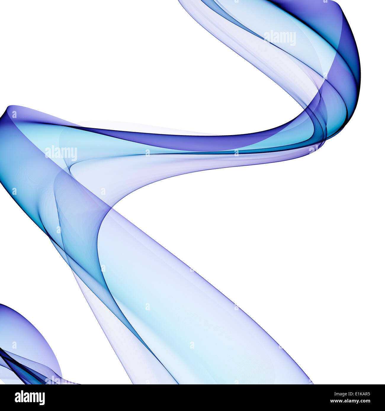 Blue abstract patterns against white background computer artwork. Stock Photo