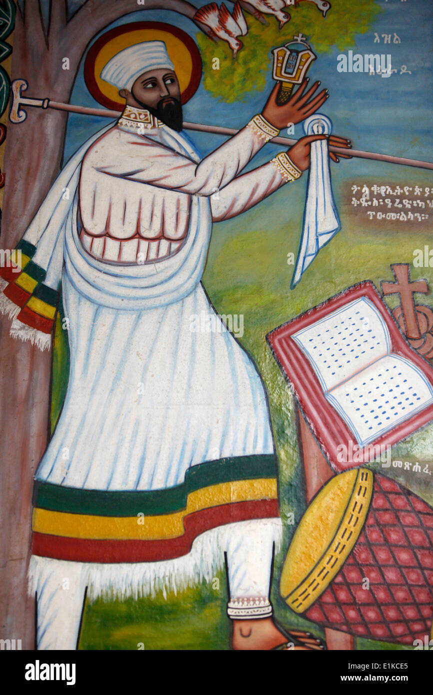 Saint Yared (April 25, 505 Ð May 20, 571) was a semi-legendary Ethiopian musician credited with inventing the sacred music tradi Stock Photo