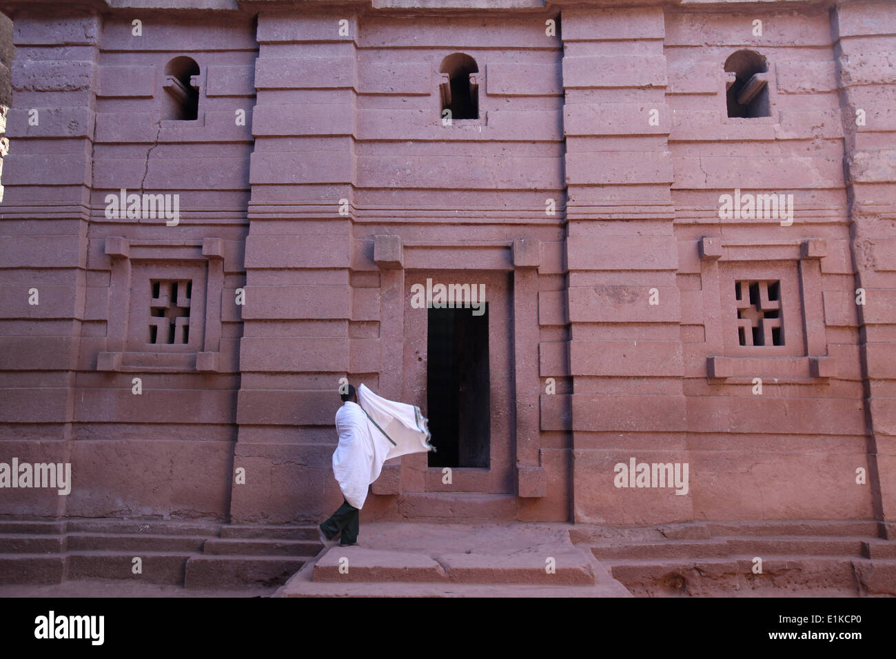 Faithful entering a Lalibela church Stock Photo
