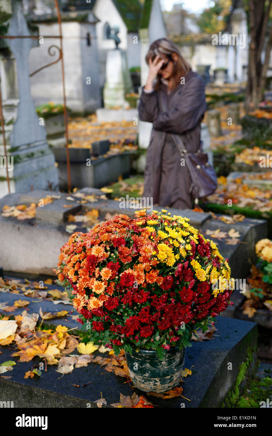 All-Souls day at Pere Lachaise graveyard Stock Photo