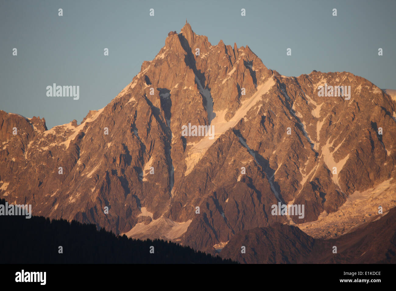 Mont Blanc mountain range.  L'aiguille du Midi. Stock Photo